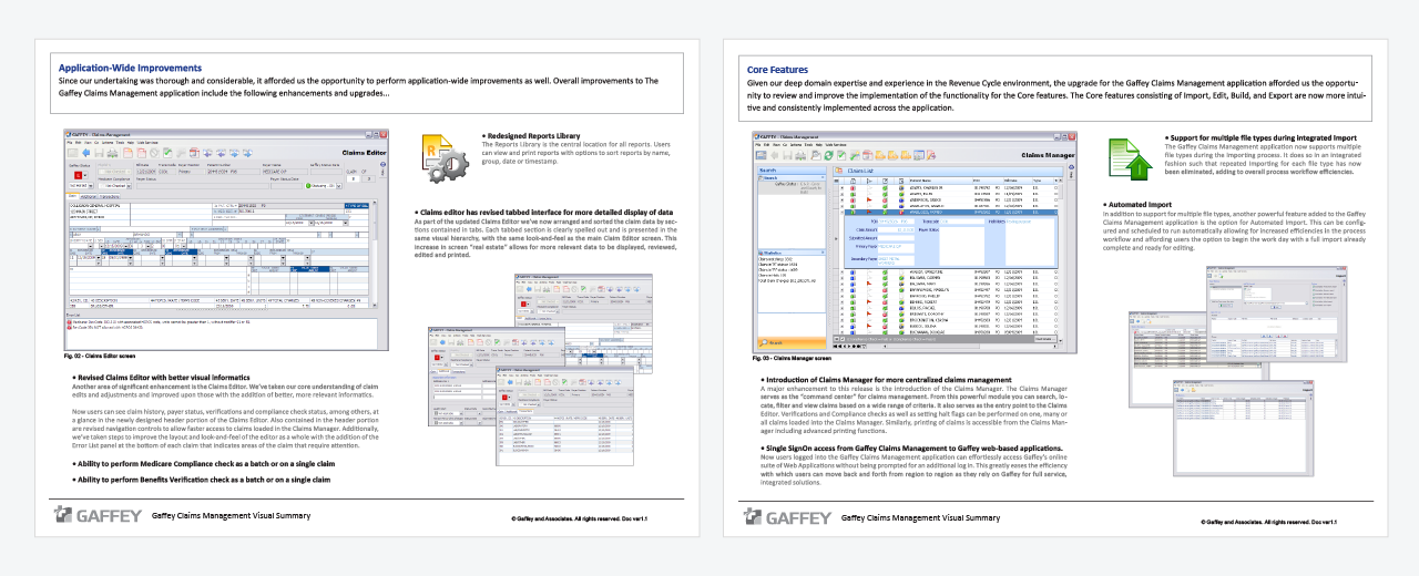 Page samples from the application user guide Page samples from the Gaffey Claims Management application user guide