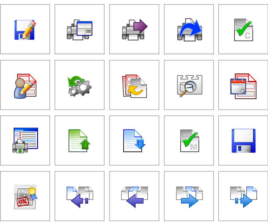 Custom designed icons used in the Gaffey Claims Management application Collage of custom designed icons used in the Gaffey Claims Management application